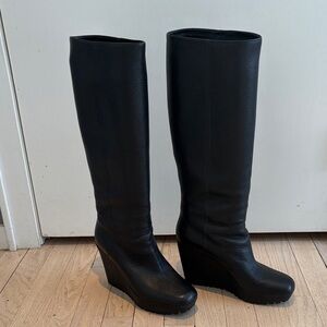 Gucci black Wedge Knee-High Boots